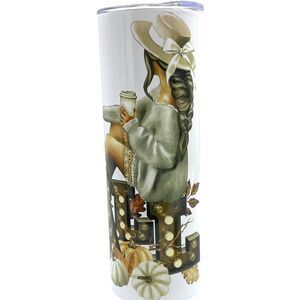 Fall Pumpkin Girly Tumbler 20 oz Hot And Cold Skinny